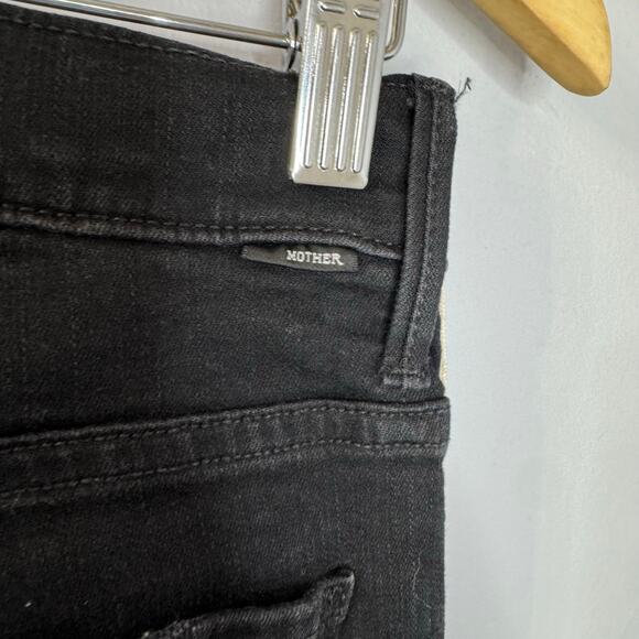 MOTHER Denim Insider Crop Step Fray Black Guilty Racer Jeans High Rise Sz 32 - Picture 10 of 16